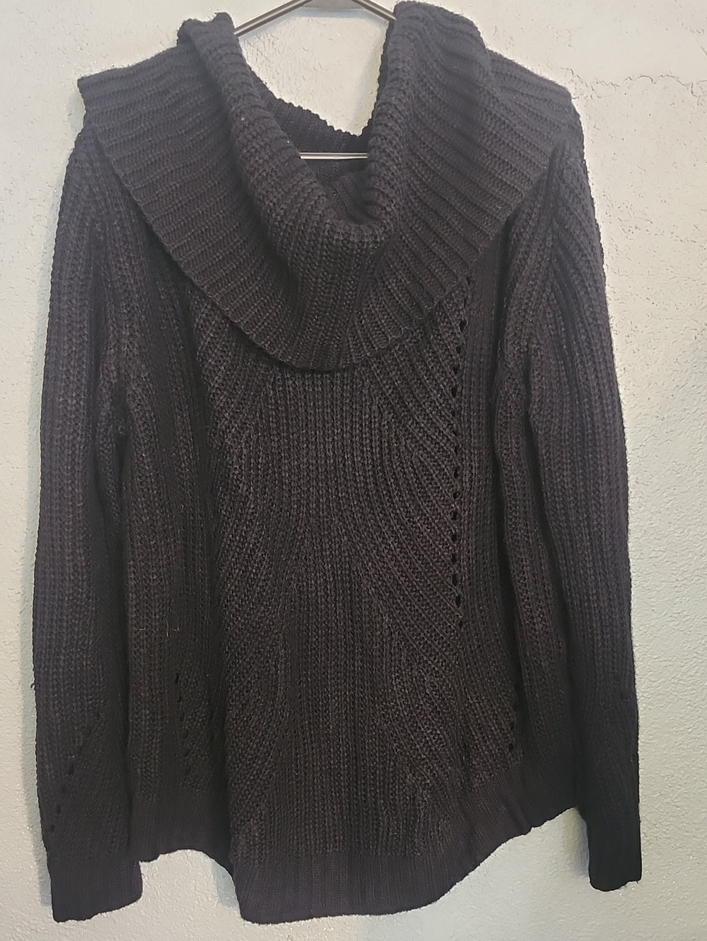 Active USA Black Cowl Neck Knit Sweater